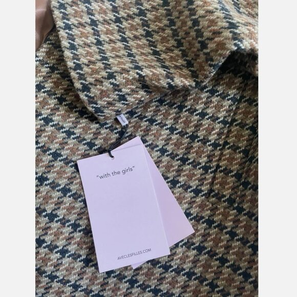 NWT Avec Les Filles Relaxed Plaid Raglan Double Breasted Short Coat Size S - Picture 11 of 11